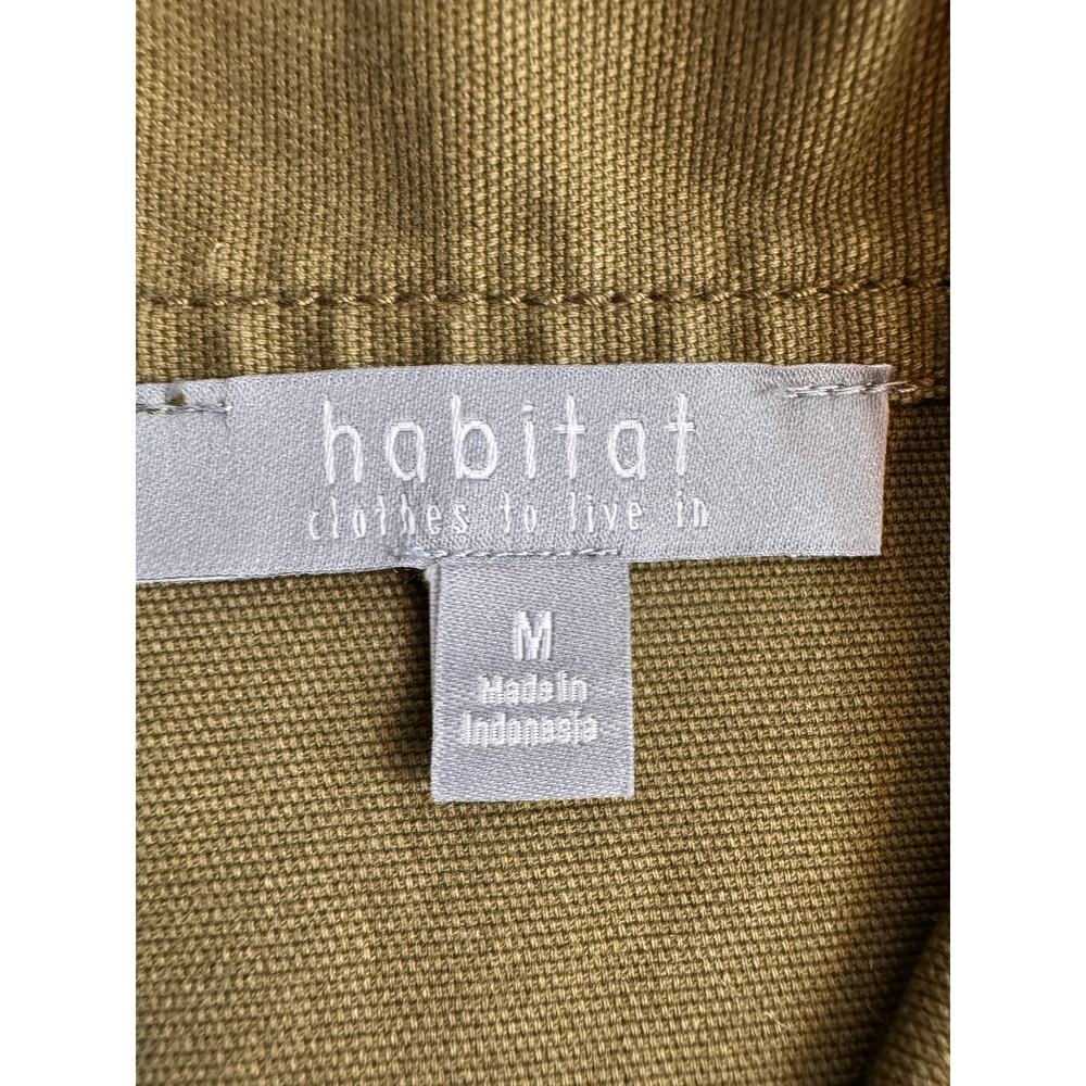 Habitat olive green denim jacket frayed edge cotton stretch pockets fall Sz M - Picture 7 of 9
